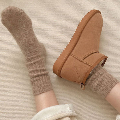 Solid Color Striped Warm Soft Crew Socks