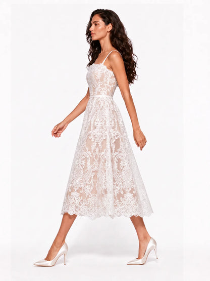 Ophelia Embroidered Camisole Midi Dress