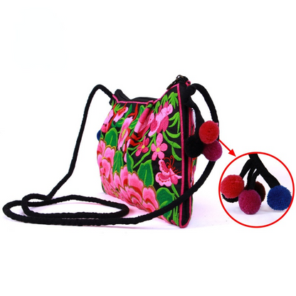 Yunnan Ethnic Style Double-Sided Embroidery Bag Single Shoulder Bag Messenger Women'S Bag Thin Canvas Bag Retro Leisure Women'S Bag