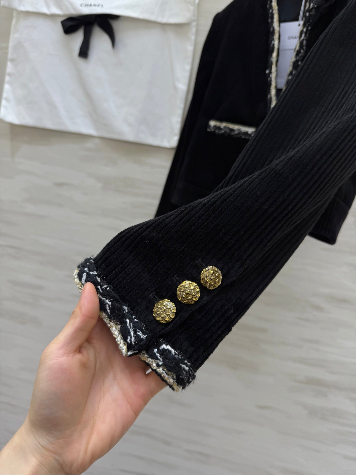 CC FW 25/26 Corduroy Jacket Black White Tweed 343352