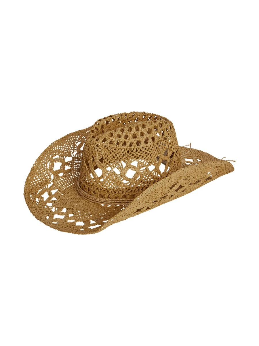 Willow Crochet Open-Weave Straw Cowboy Hat
