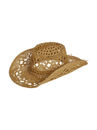 Willow Crochet Open-Weave Straw Cowboy Hat