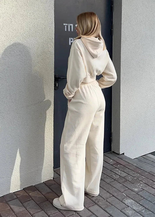 Cropped Hoodie and Jogger Set Soft Breathable Fabric