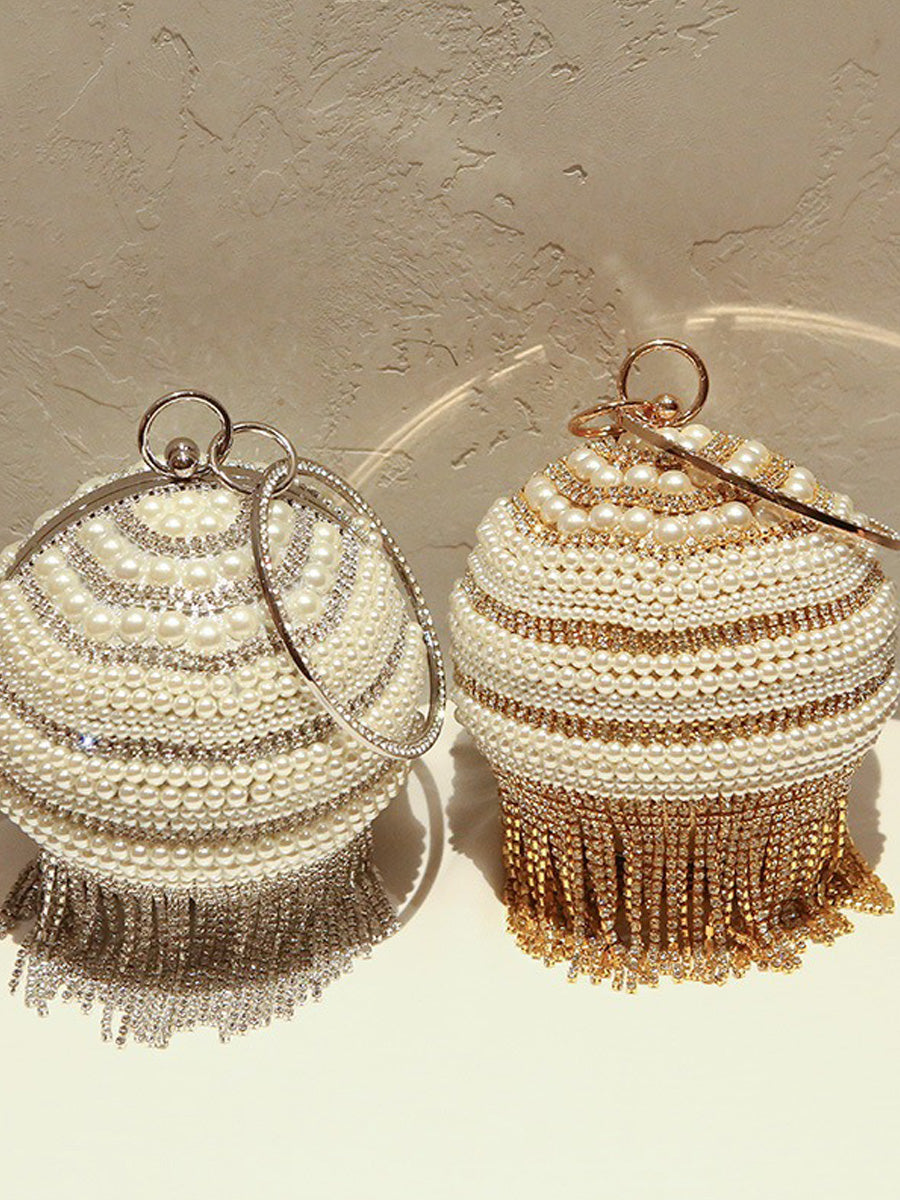 Giselle Small Pearl Tassel Ball Bag