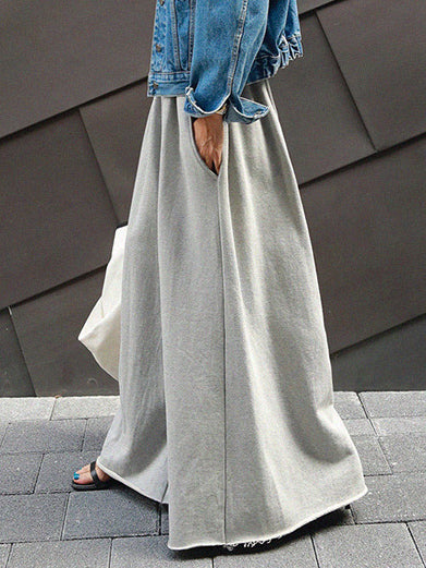 Loose Wide Leg Solid Color Casual Pants Bottoms Pants