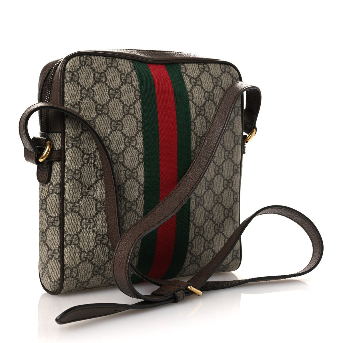 GG Supreme Monogram Web Small Ophidia Messenger Bag Brown