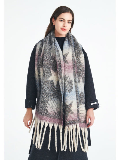 Scarvii - Winter Scarf with Star Jacquard and Tassels
