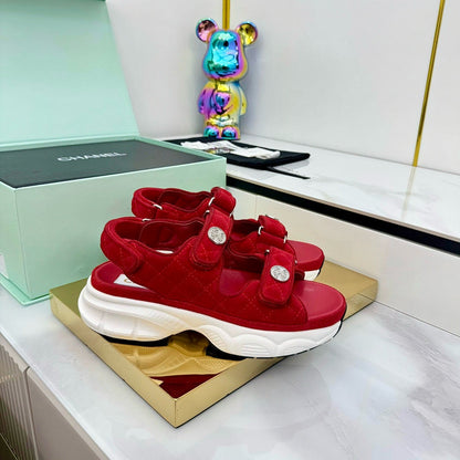CC Sandals Electro Embroidery Red Canvas