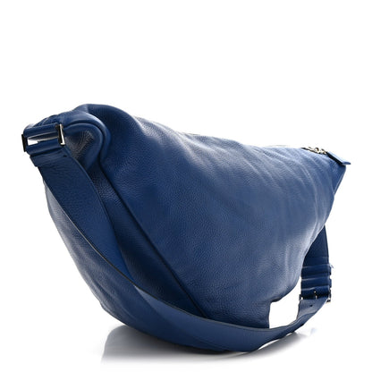 Vitello Daino Triangle Shoulder Bag Blue
