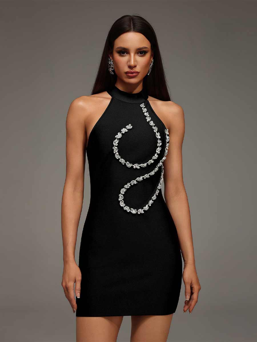 Arielle Sleeveless Diamond Bandage Mini Dress
