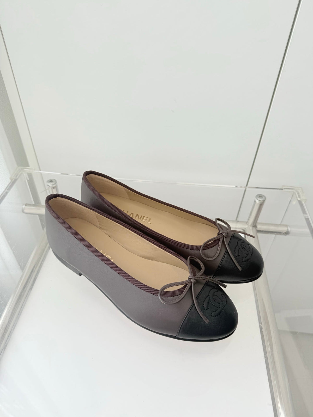 ballet flats brown mix black lambskin 566819