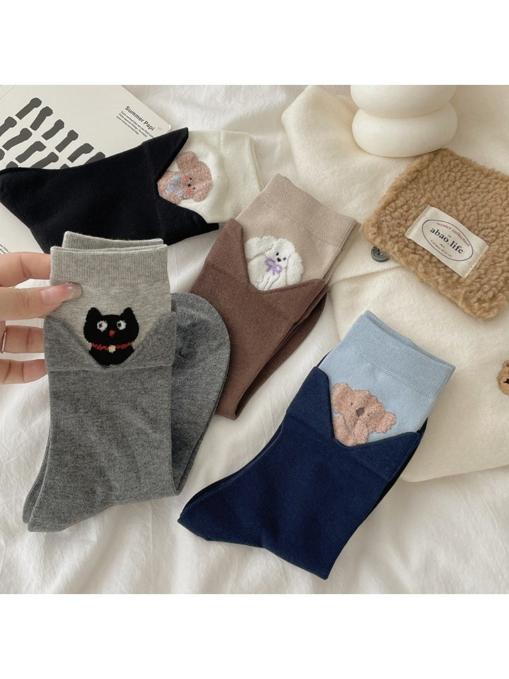 Rufia - Double Wear Socks with Cute Animals Patterns for Women