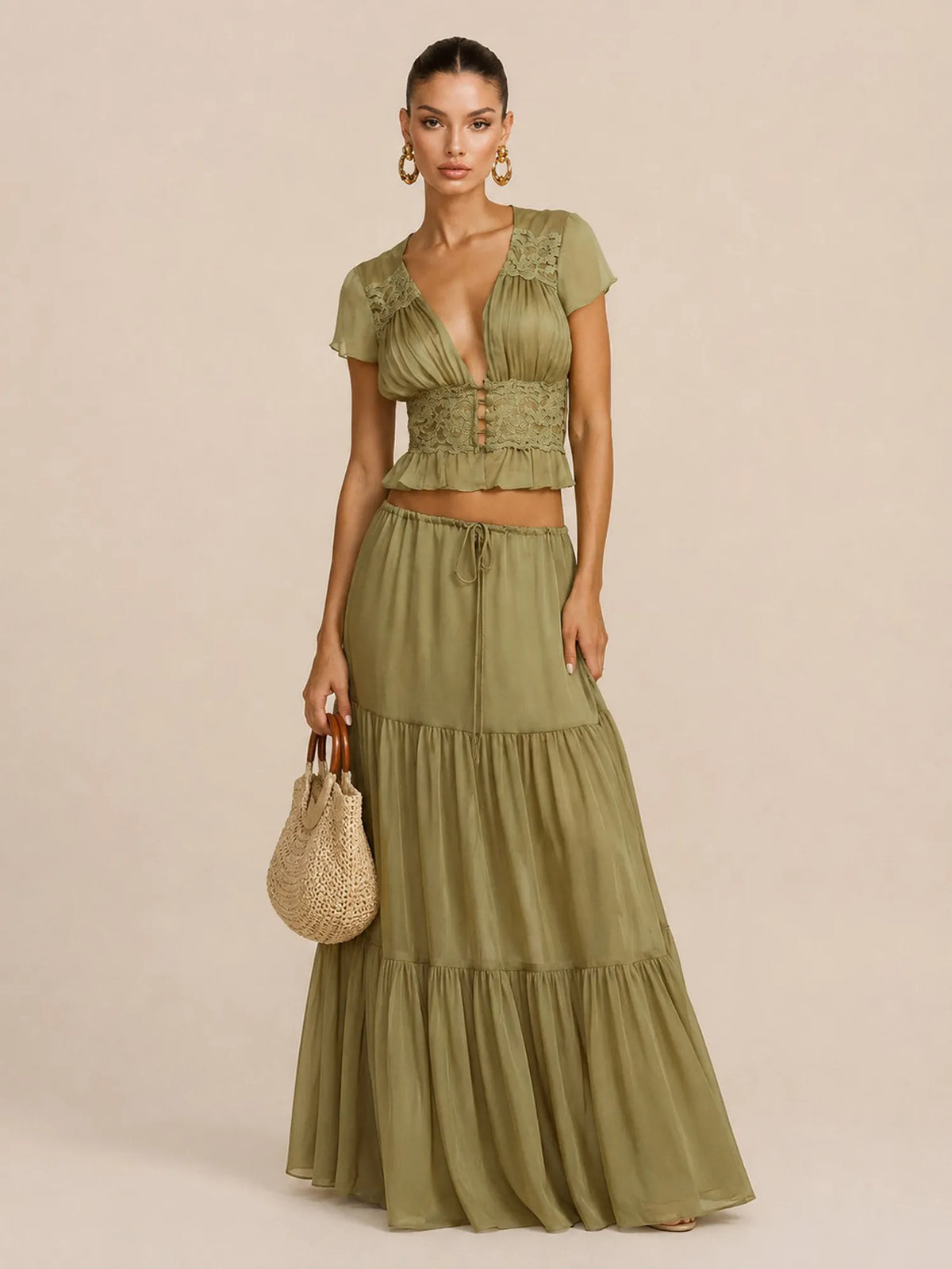 Keira Sexy Mesh Maxi Skirt Set