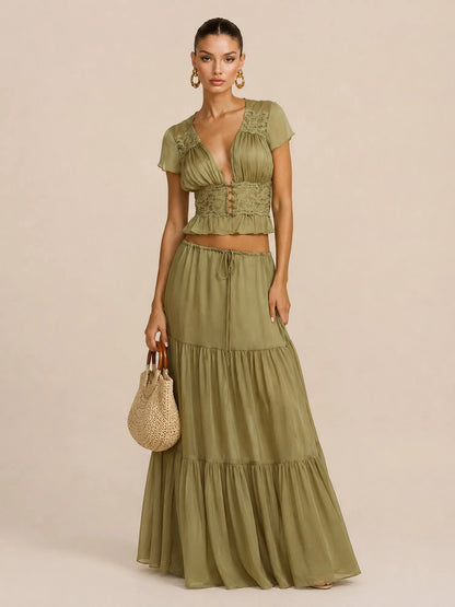 Keira Sexy Mesh Maxi Skirt Set