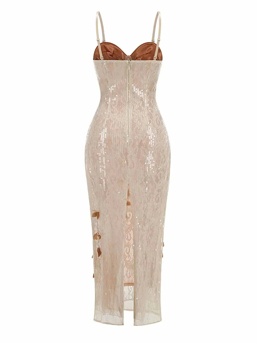 Elara Halter Sequined Maxi Dress