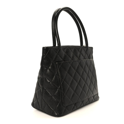 Caviar Quilted Medallion Tote Black