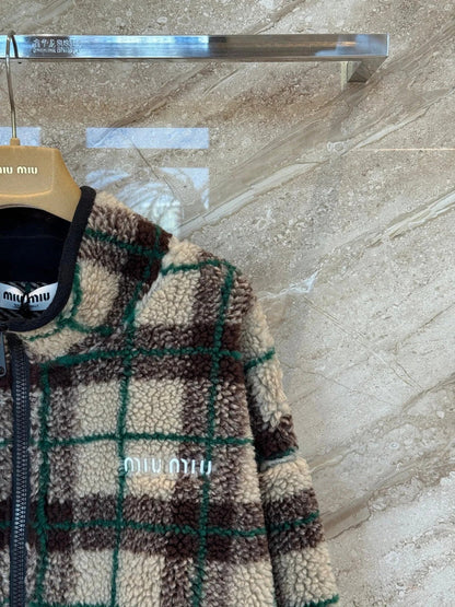 MIUMIU PLAID FLEECE JACKET STYLE 714