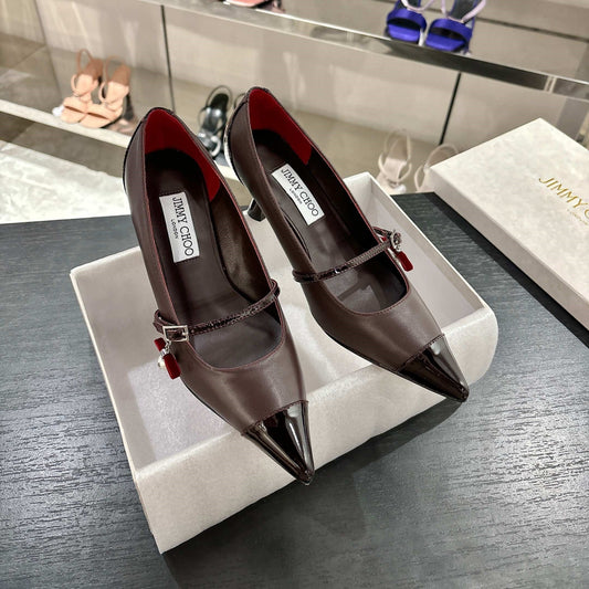Jimmy Choo Aren Pump 65 Burgundy Cowhide 597664