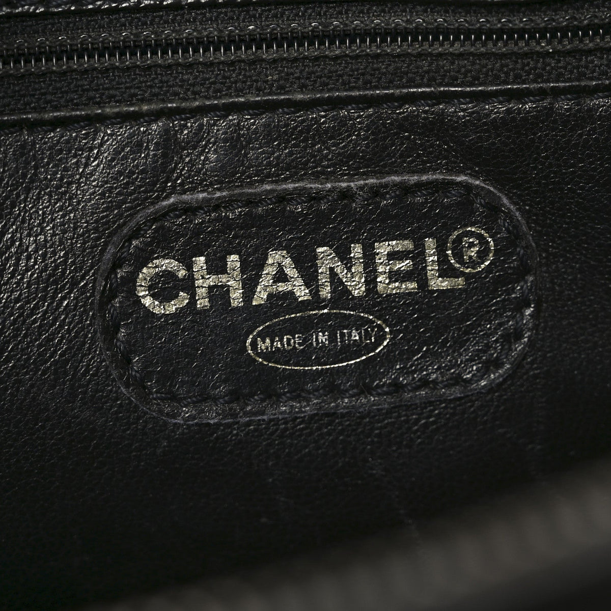 Grained Calfskin Logo Shoulder Bag Black