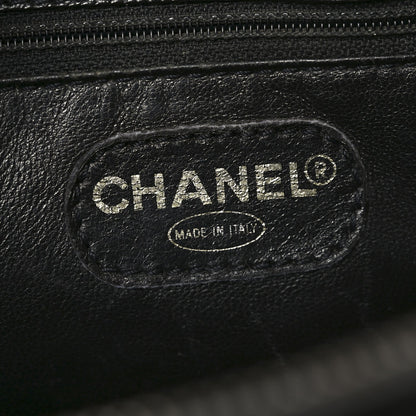 Grained Calfskin Logo Shoulder Bag Black