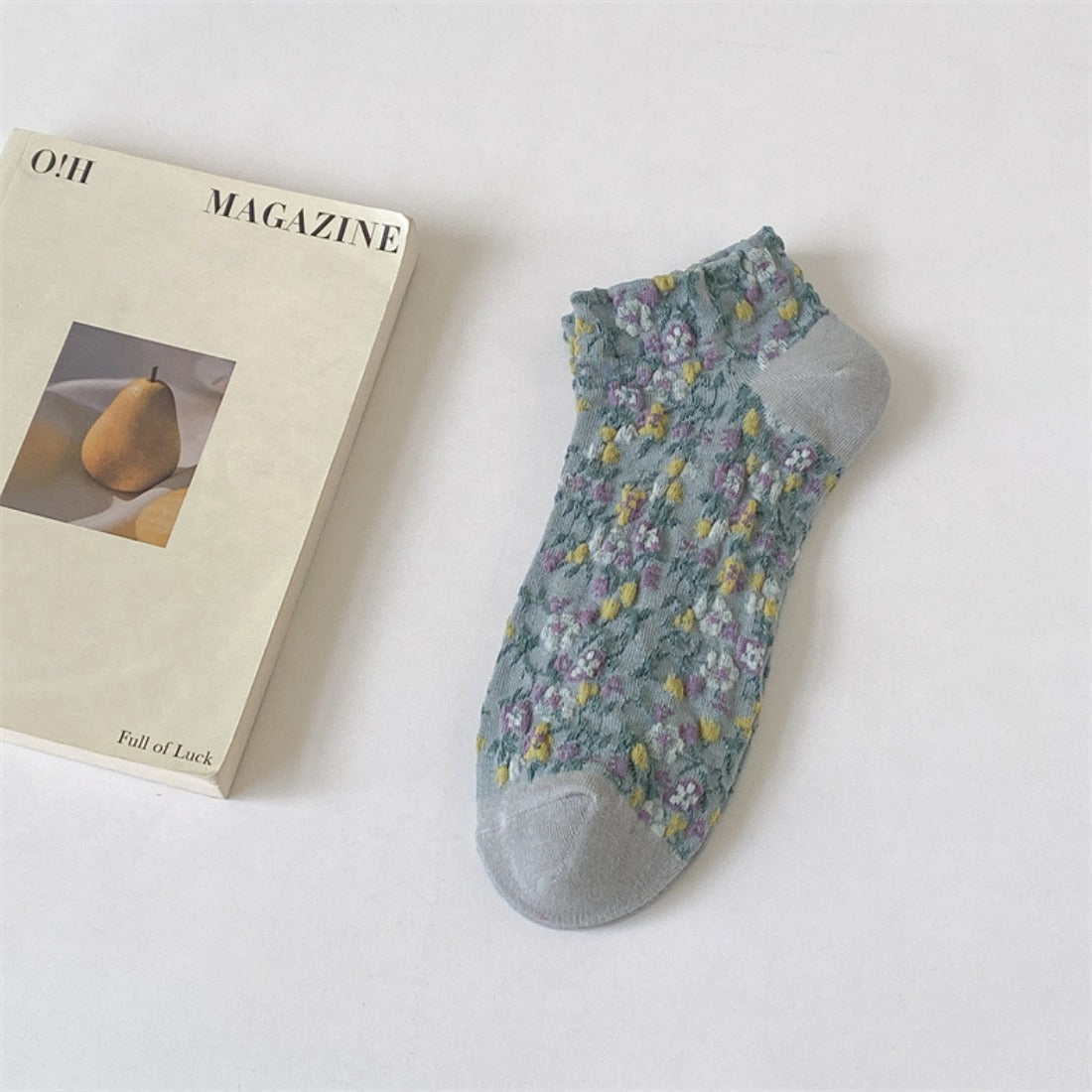 Rufia - 3D Vintage Floral Ankle Socks
