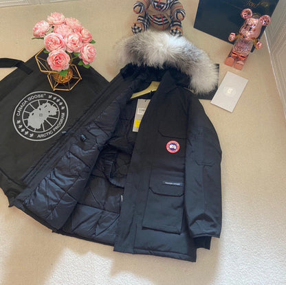 Canada Goose Children Jacket Wolf Fur Black Polyester Cotton