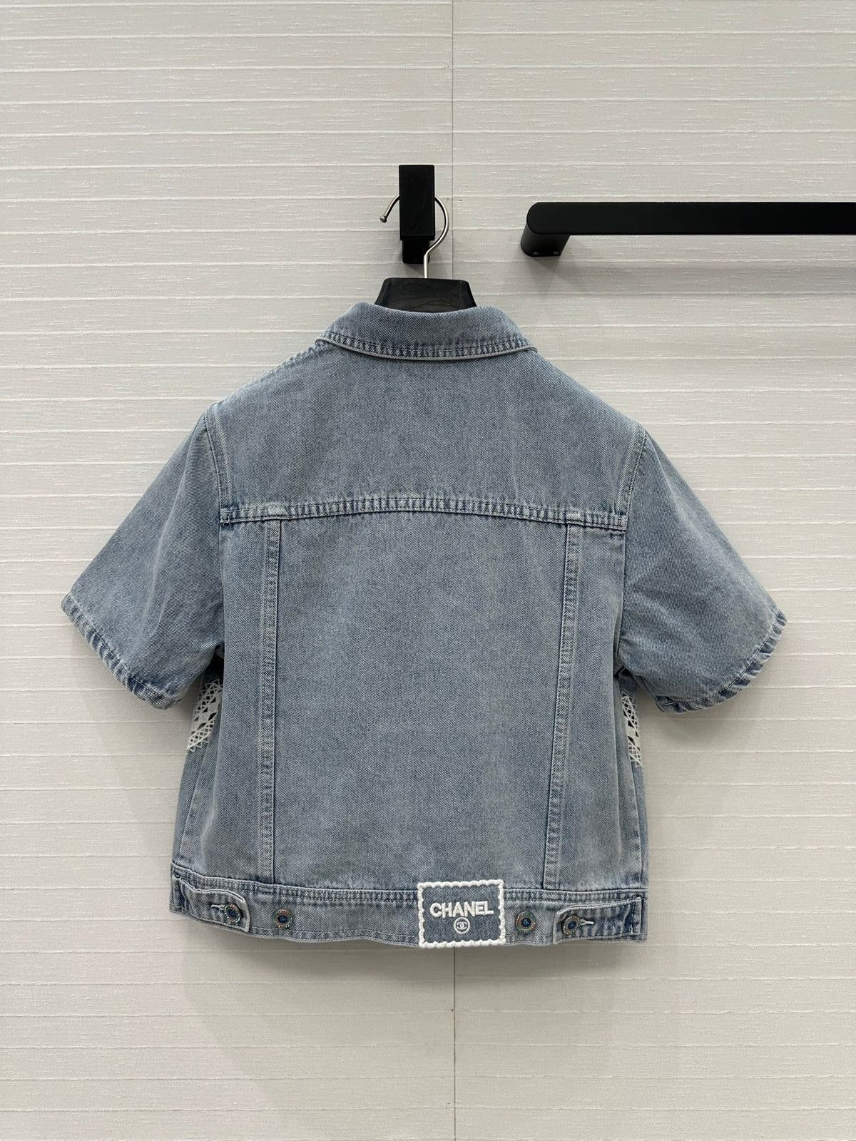 CC 25 Round Neck Short-sleeved Jacket Light Blue Denim Cotton