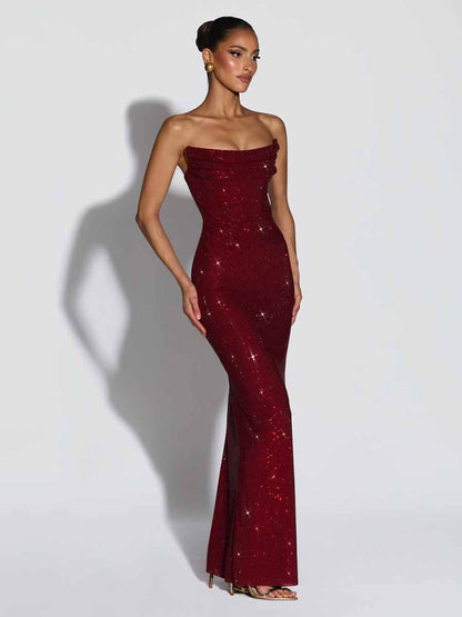Yasmine Strapless Sequined Maxi Dress