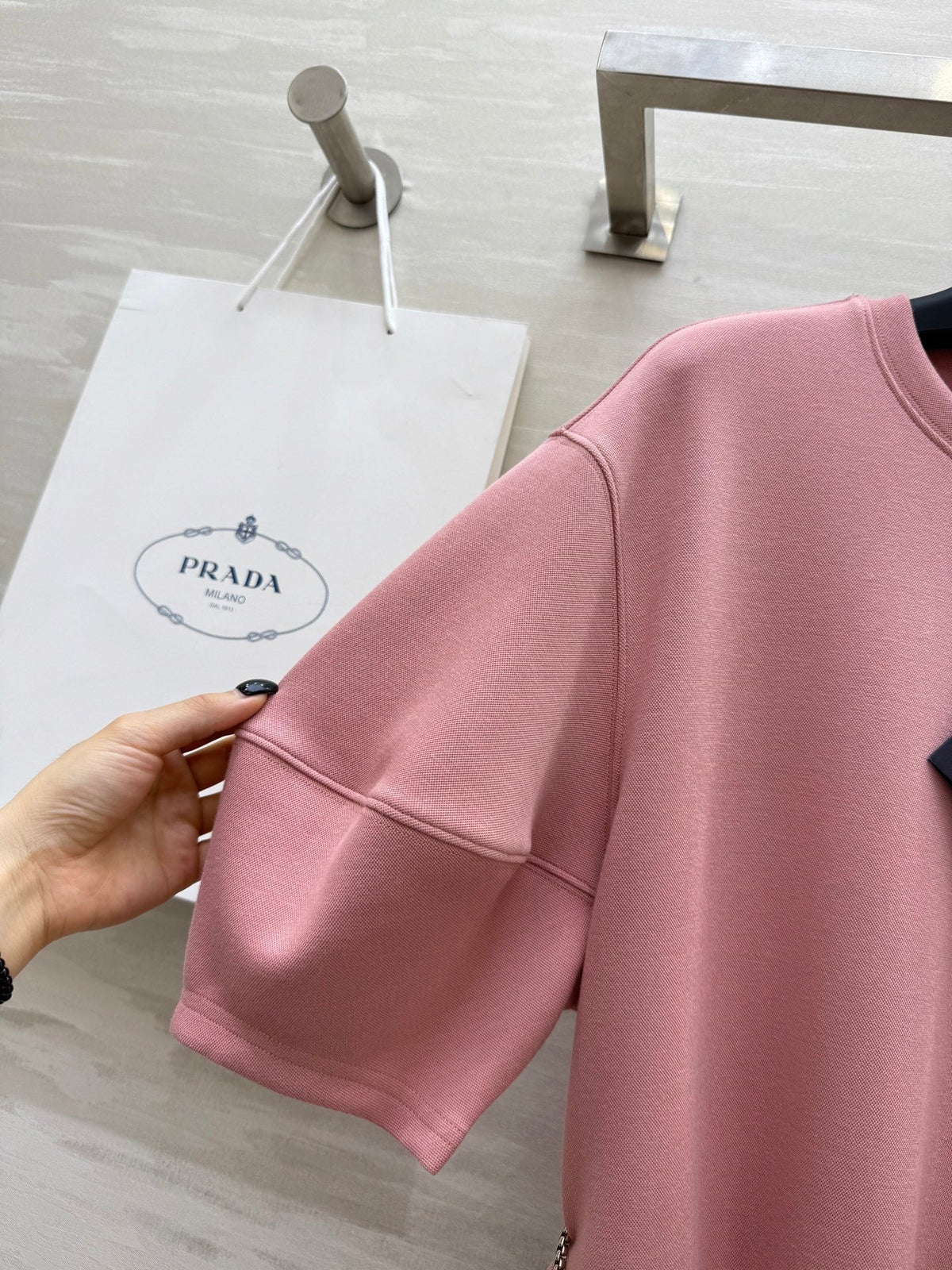 Prada 25 Triangle Logo Casual Dress Pink Cotton