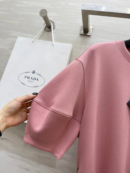 Prada 25 Triangle Logo Casual Dress Pink Cotton
