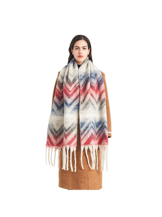 Scarvii - Winter Tassel Scarf with Mountain Patterns