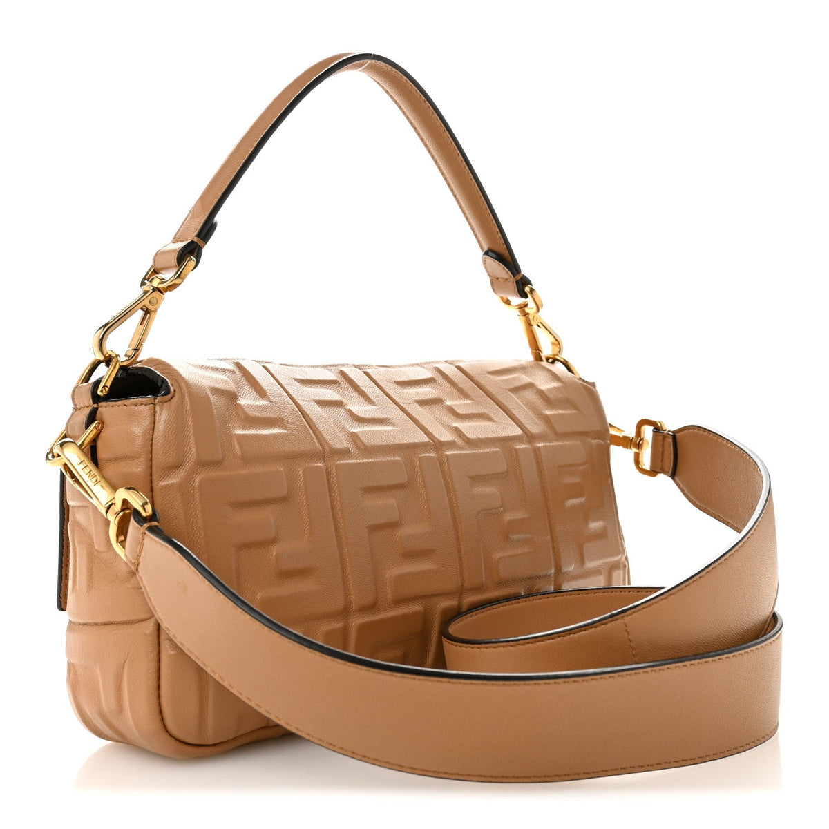 Nappa FF 1974 Embossed Baguette Miele Scuro