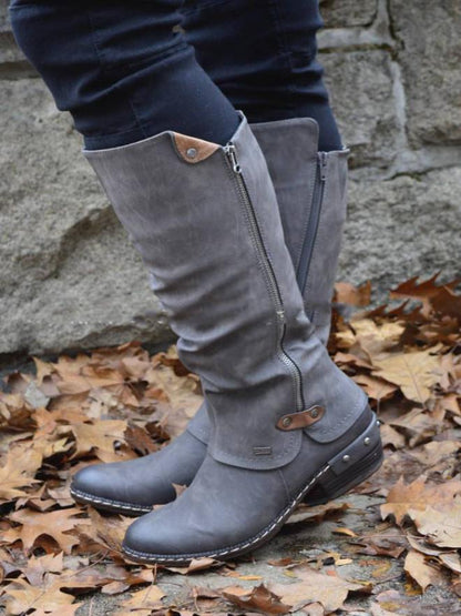 Spring And Autumn Women'S Round Head Side Zipper Martin Boots