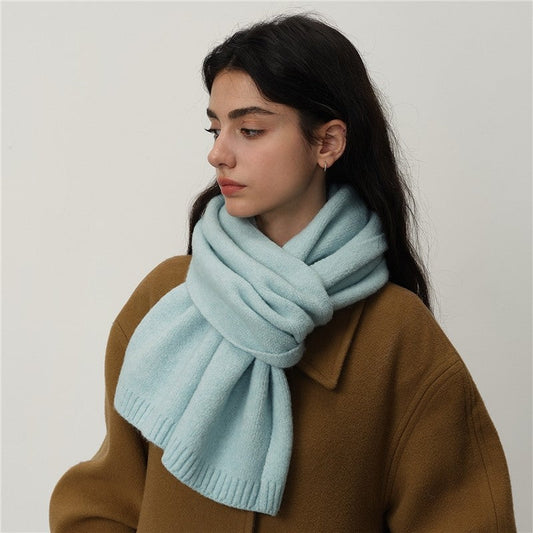 Wool Solid Color Knit Scarf