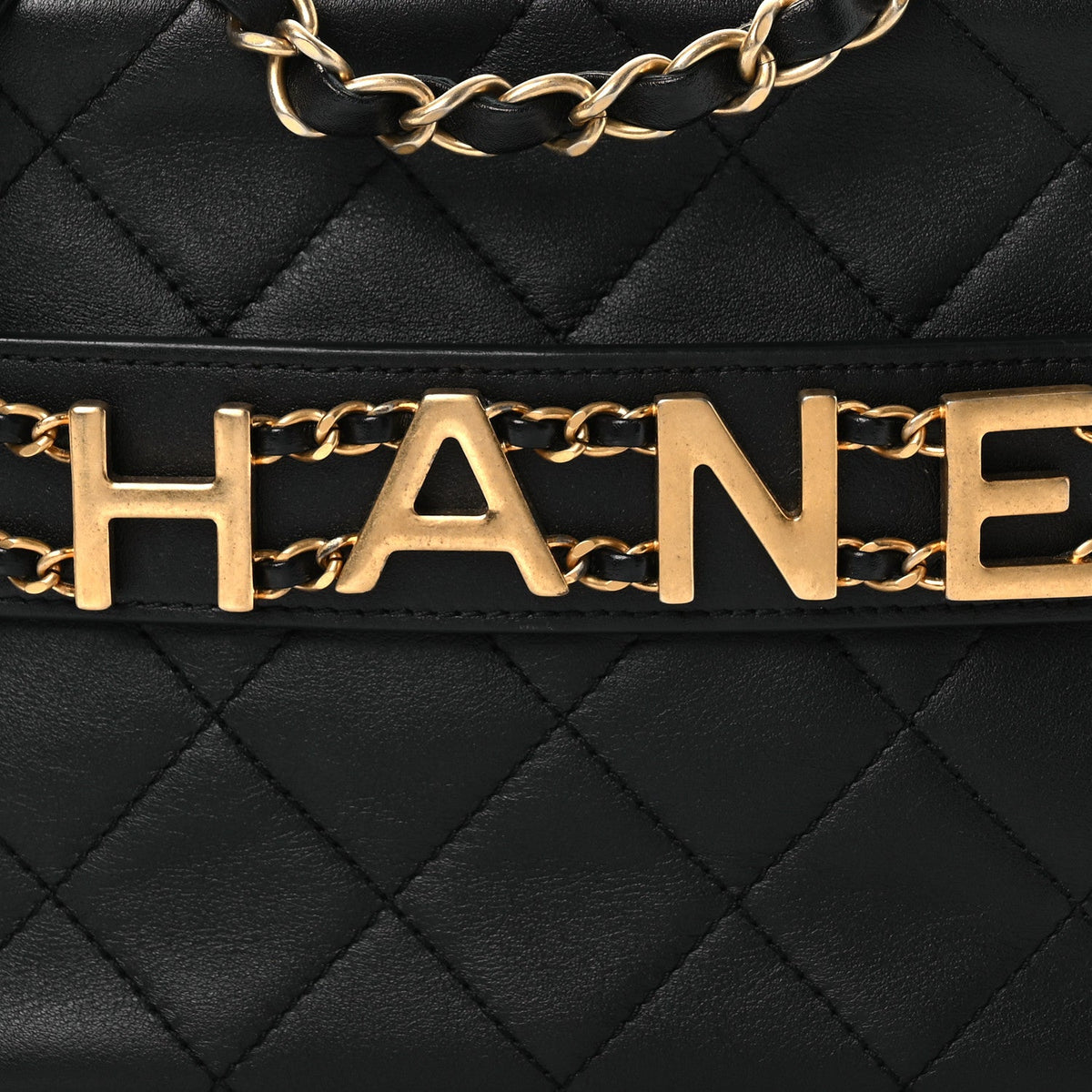 Calfskin Quilted Enchained Camera Case Bag Black
