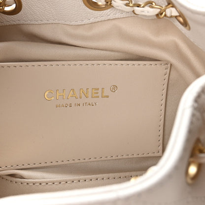 Caviar Quilted Mini Chanel 25 Handbag White