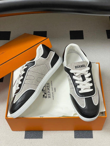 Hermes 26 Match Sneakers Black Gray in Calfskin 594336