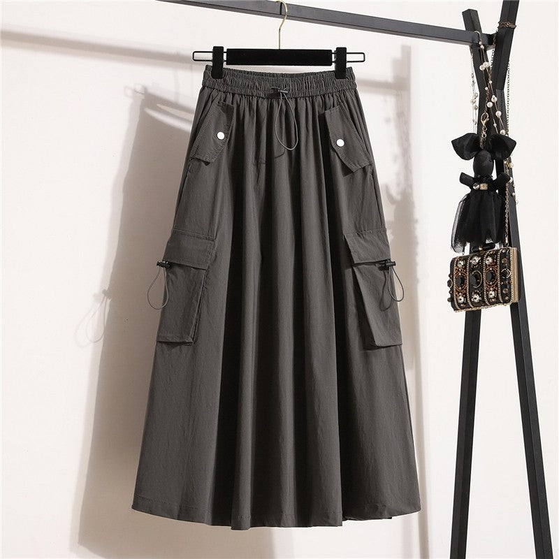 Casual Slim A-Line Drawstring High Waist Skirt