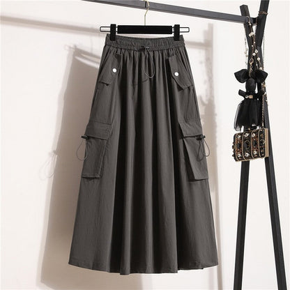 Casual Slim A-Line Drawstring High Waist Skirt