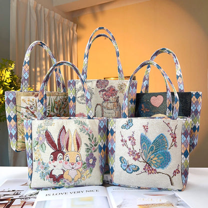 Cosbai - Geometric Lace Botanical &amp; Animal Canvas Tote