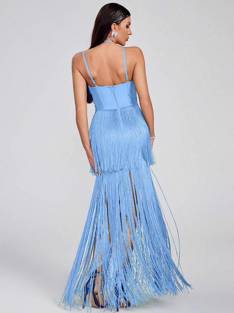 Catalina Halterneck Tassel Maxi Dress