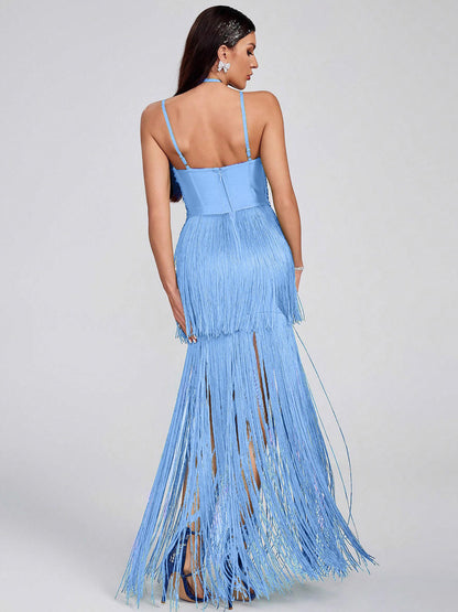 Catalina Halterneck Tassel Maxi Dress