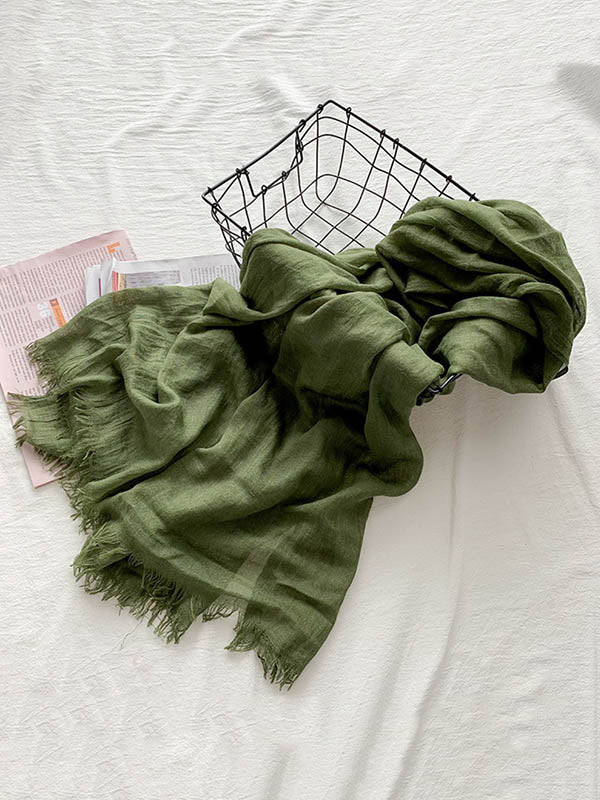 Casual Simple Ramie Cotton 14 Colors Scarf