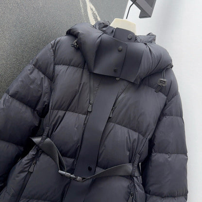 Burberry 25 Stand Collar Hooded Down Jacket Black Polyester