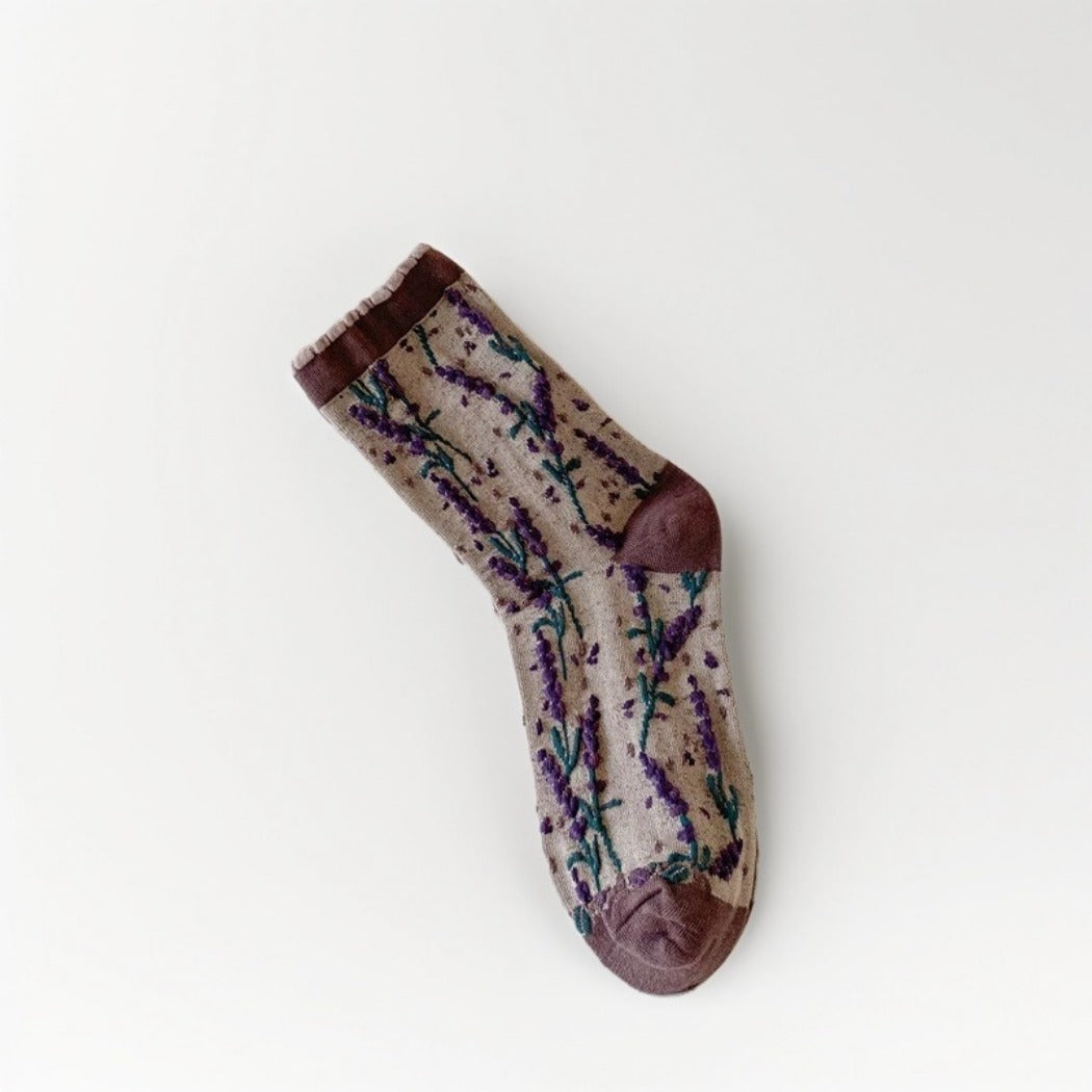 Rufia - Vintage Floral Relief Crew Socks