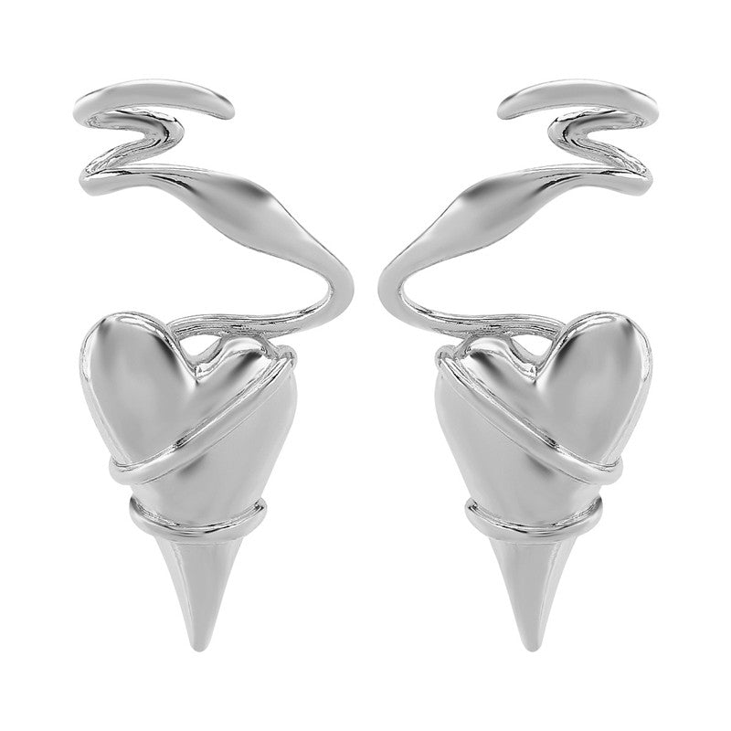 Geometric Line Wrapped Heart Earrings