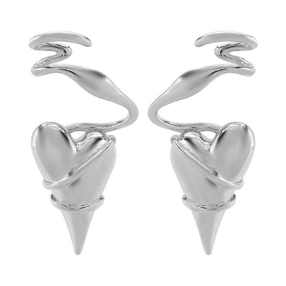 Geometric Line Wrapped Heart Earrings