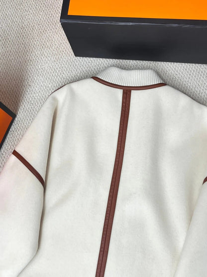 HERMES 25S CASHMERE COAT WITH LEATHER BUTTONS 204