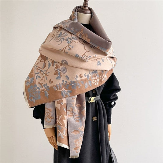 Jacquard Fringed Cashmere-Like Scarf