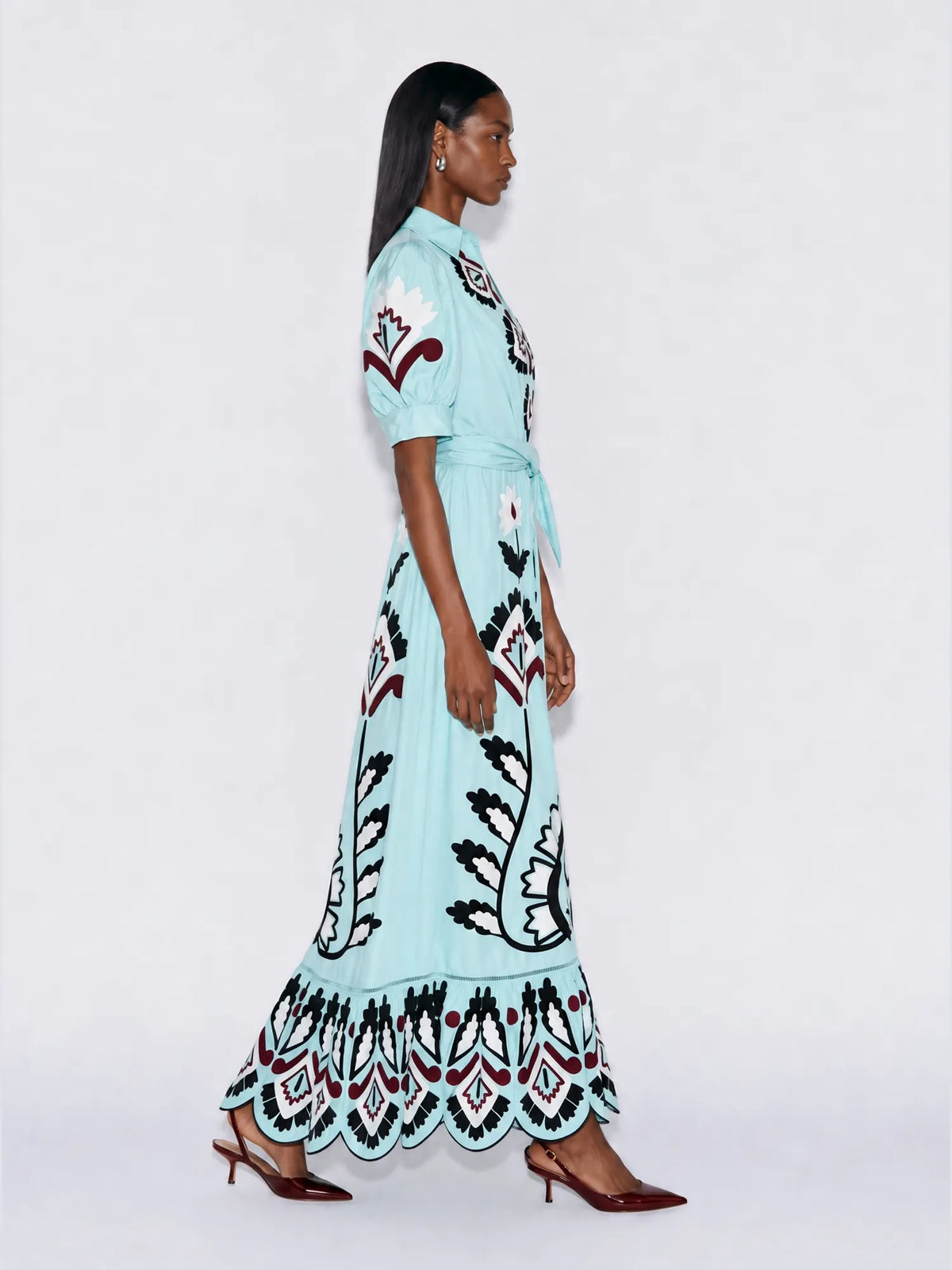 Celia Abstract print Shirt Maxi Dress